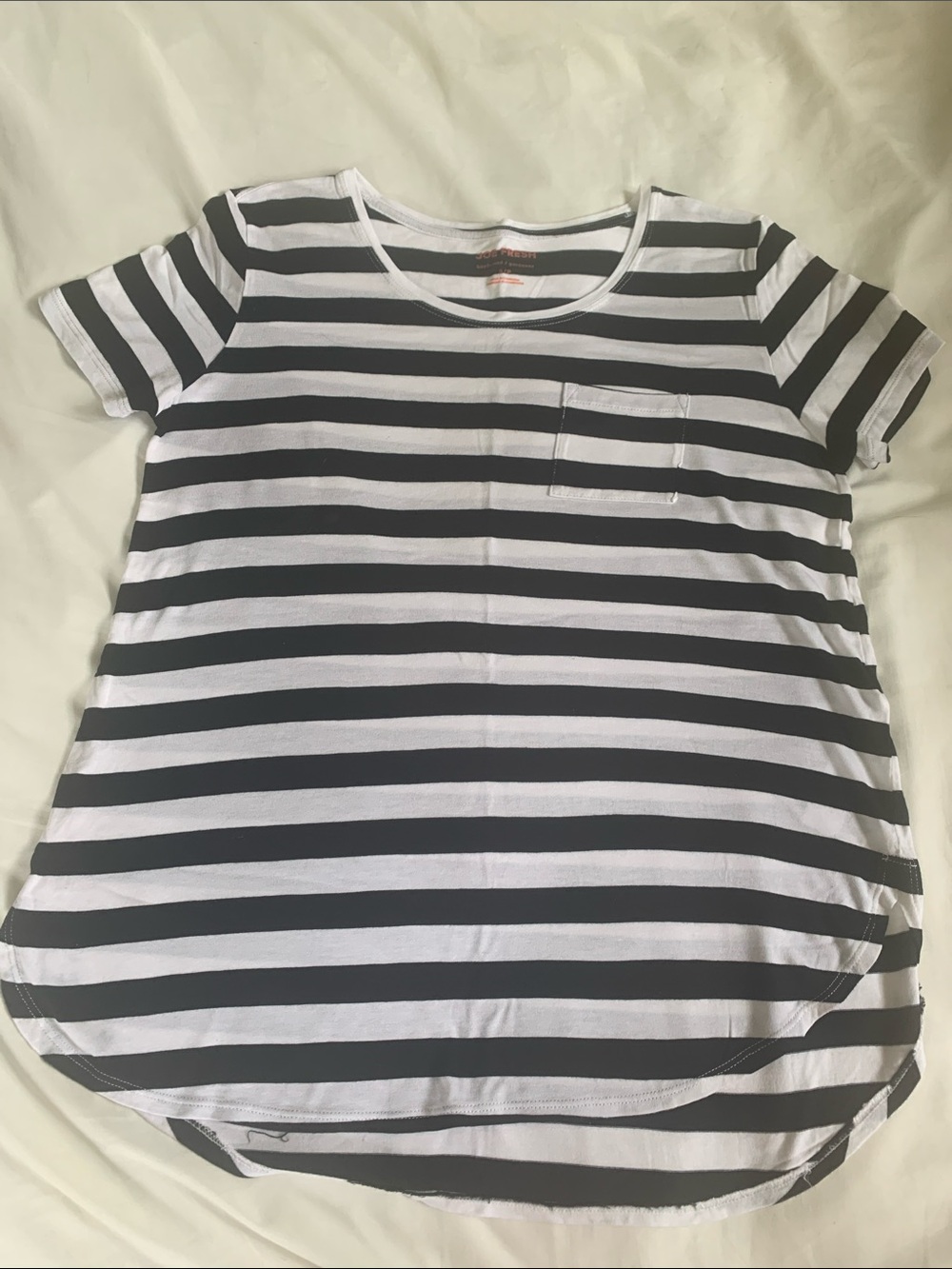 Joe Fresh Black and White Striped Short-Sleeve Pocket Tee